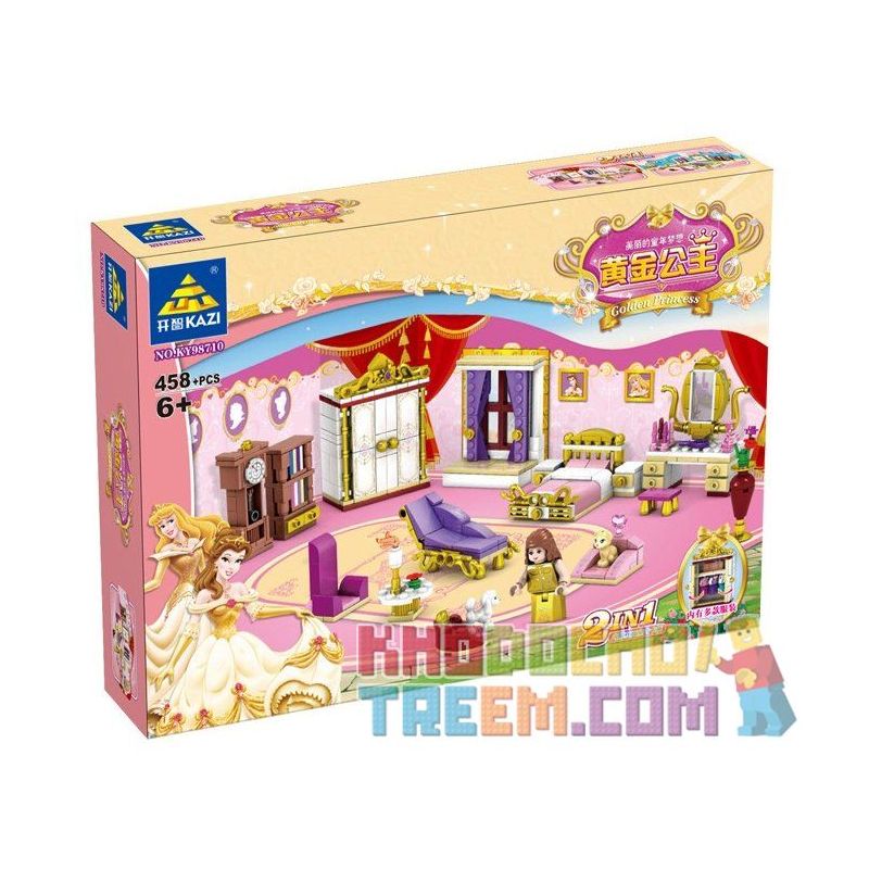 Kazi KY98710 98710 non Lego CĂN PHÒNG CỦA CÔNG CHÚA bộ đồ chơi xếp lắp ráp ghép mô hình Golden Princess Công Chúa Vàng 458 khối