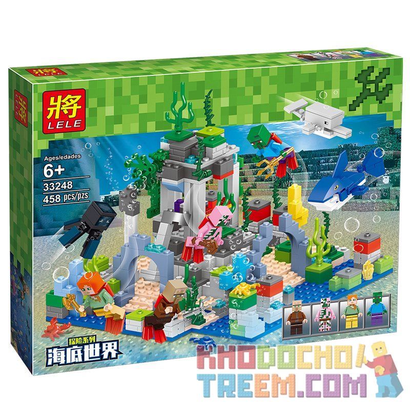 LELE 33248 Xếp hình kiểu Lego MINECRAFT My World Adventure Series Underwater World Lost Palace Vùng Đất Dưới Đáy Biển 458 khối