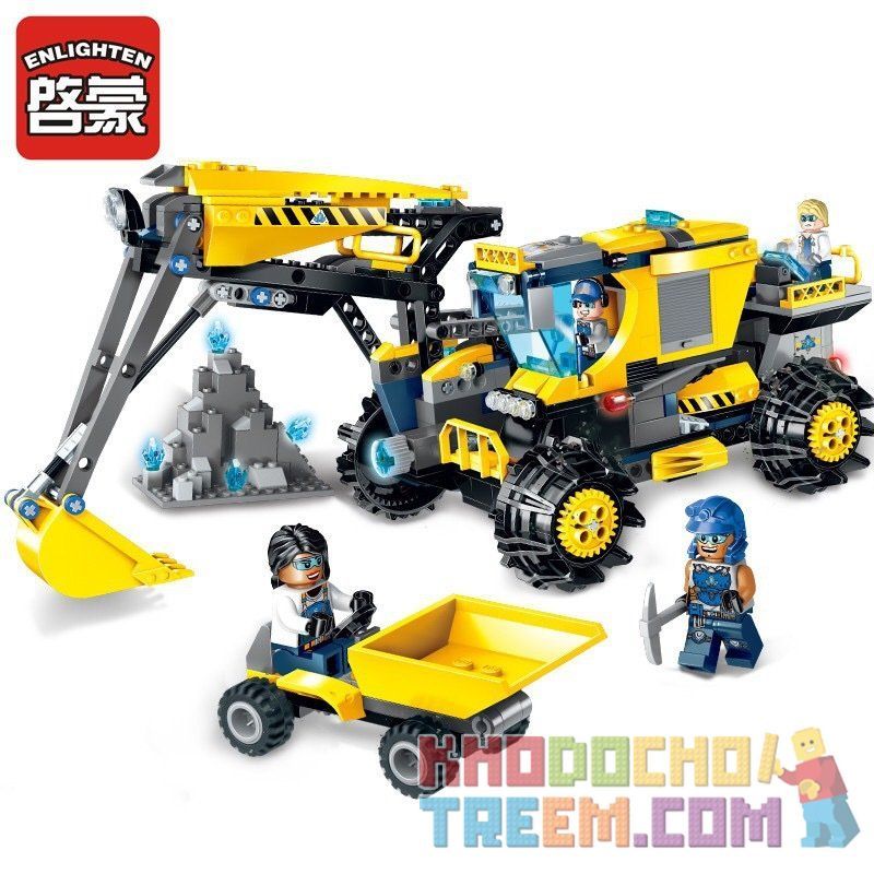 Enlighten 2410 Qman 2410 non  MÁY XÚC KHAI THÁC MỎ ĐÁ QUÝ bộ đồ chơi xếp lắp ráp ghép mô hình Kyanite Squad KYANITE SQUAD EXCAVATOR Đội Khai Khoáng 457 khối