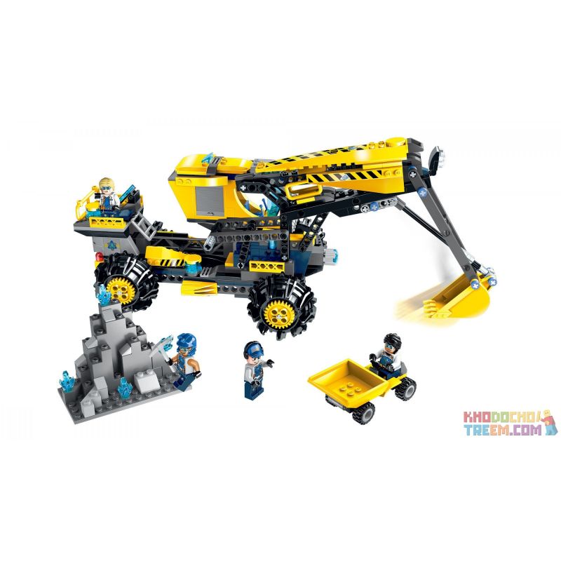 Enlighten 2410 Qman 2410 non  MÁY XÚC KHAI THÁC MỎ ĐÁ QUÝ bộ đồ chơi xếp lắp ráp ghép mô hình Kyanite Squad KYANITE SQUAD EXCAVATOR Đội Khai Khoáng 457 khối