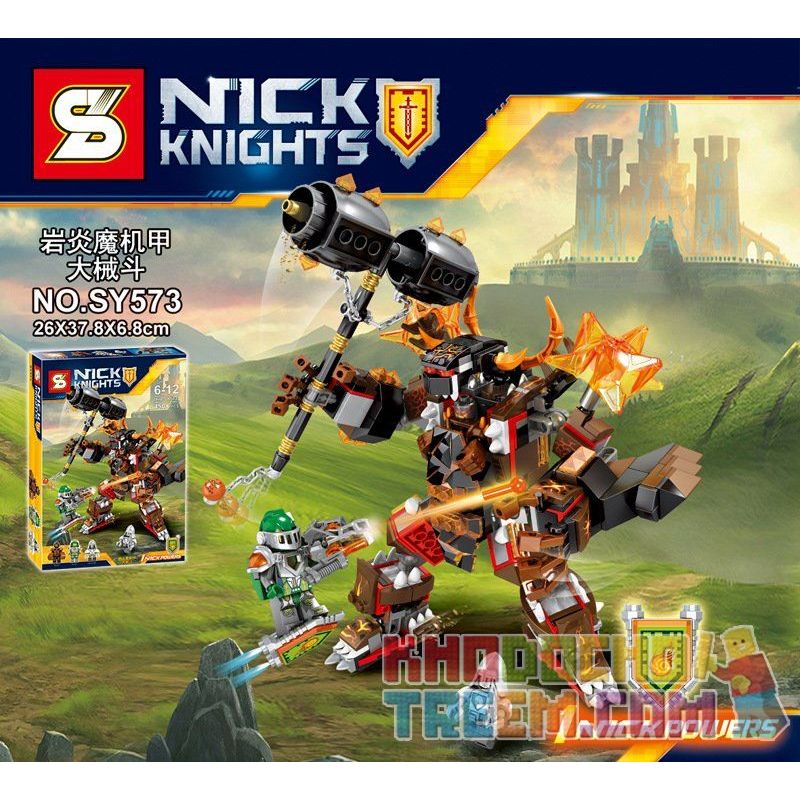SHENG YUAN SY SY573 non Lego TRẬN CHIẾN VỚI QUÁI VẬT bộ đồ chơi xếp lắp ráp ghép mô hình Nexo Knights NICK KNIGHTS MOLTOR MECH Hiệp Sỹ Nexo 450 khối