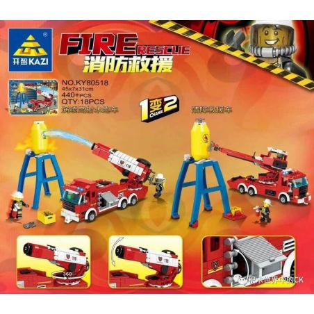 Kazi KY80518 80518 non  XE VÒI RỒNG PHÒNG KHÔNG TURBOJET CỨU HỘ XÁC TÀU 1 ĐẾN 2 bộ đồ chơi xếp lắp ráp ghép mô hình Fire Rescure FIRE RESCUE Cứu Hỏa 440 khối