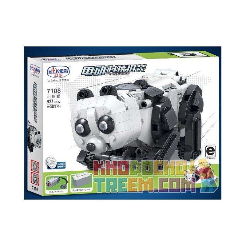 Winner 7108 Xếp hình kiểu Lego TECHNIC Electric Technology Assembly Panda Gấu Trúc 427 khối có động cơ pin
