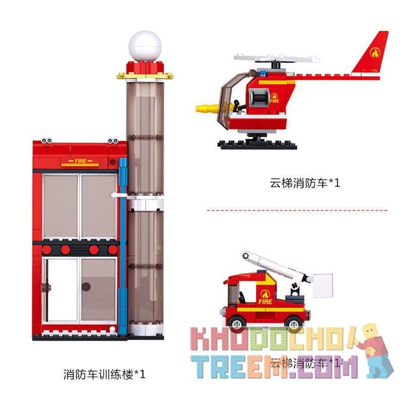 SLUBAN M38-B0628 B0628 0628 M38B0628 38-B0628 non  TRUNG TÂM HUẤN LUYỆN CỨU HỎA bộ đồ chơi xếp lắp ráp ghép mô hình Fire Rescure FIRE STATION TRAINING CENTER 425 khối
