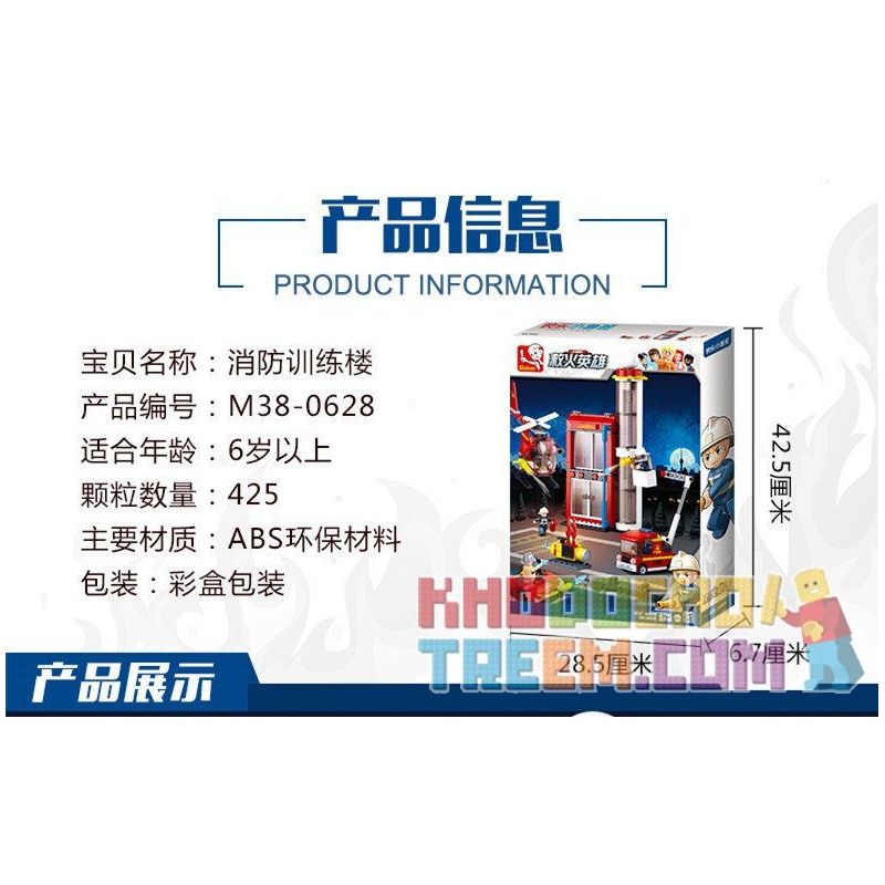 SLUBAN M38-B0628 B0628 0628 M38B0628 38-B0628 non  TRUNG TÂM HUẤN LUYỆN CỨU HỎA bộ đồ chơi xếp lắp ráp ghép mô hình Fire Rescure FIRE STATION TRAINING CENTER 425 khối
