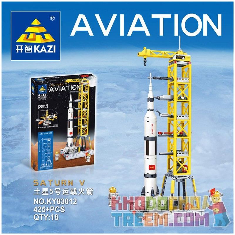 Kazi KY83012 83012 Xếp hình kiểu Lego CITY AVIATION Saturn V Launch Vehicle Tên Lửa 425 khối