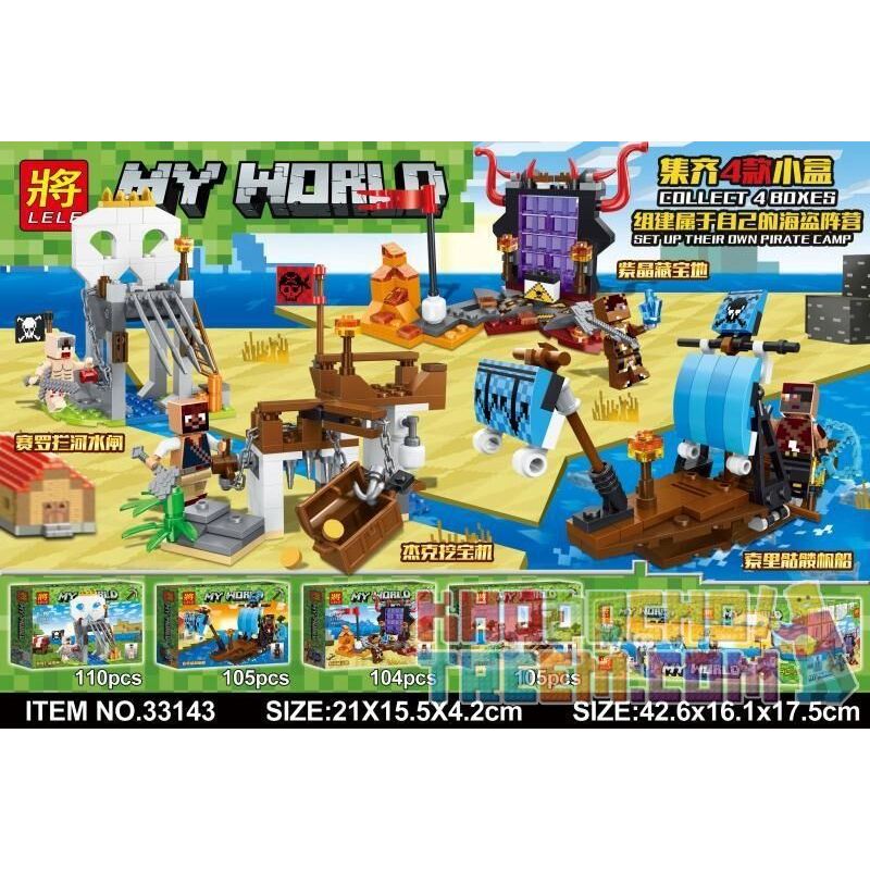 LELE 33143 33143-1 33143-2 33143-3 33143-4 Xếp hình kiểu Lego MINECRAFT MY WORLD Pirate Camp 4 Seredo River Water Brakes, Soron Sailboat, Purple Crystal Treasure, Jack Digging Machine Hải Tặc gồm 4 hộ LELE 33143 33143-1 33143-2 33143-3 33143-4 Xếp hình kiểu Lego MINECRAFT MY WORLD Pirate Camp 4 Seredo River Water Brakes, Soron Sailboat, Purple Crystal Treasure, Jack Digging Machine Hải Tặc gồm 4 hộ
