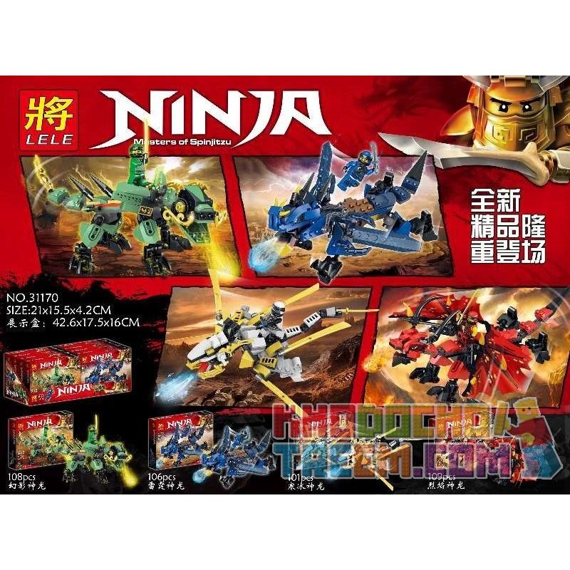 LELE 31170 non Lego RỒNG NGUYÊN TỐ bộ đồ chơi xếp lắp ráp ghép mô hình The Lego Ninjago Movie NINJA MASTERS OF SPINJITZU Ninja Lốc Xoáy 424 khối