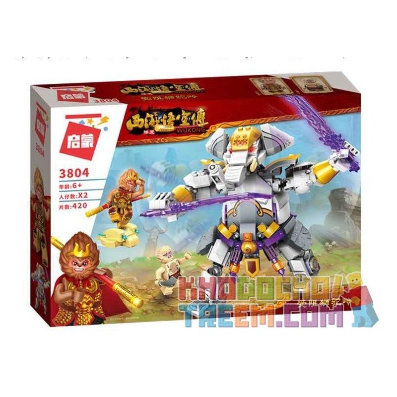 Enlighten 3804 Qman 3804 Xếp hình kiểu Lego MONKIE KID WUKONG Journey To The West Blocked Lion Ngộ Không Đại Chiến Voi Khổng Lồ 