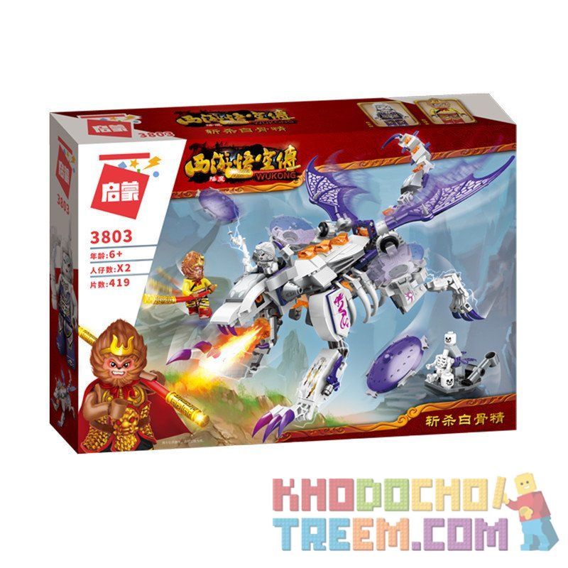Enlighten 3803 Qman 3803 Xếp hình kiểu Lego MONKIE KID WUKONG Kill The Bone Spirit Ngộ Không Đại Chiến Rồng Khổng Lồ 419 khối