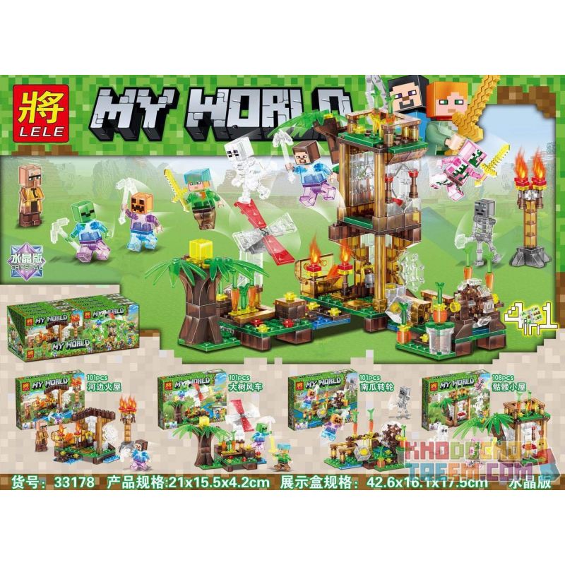 LELE 33178 non Lego THÁP CANH bộ đồ chơi xếp lắp ráp ghép mô hình Minecraft MY WORLD Game Xây Dựng 411 khối