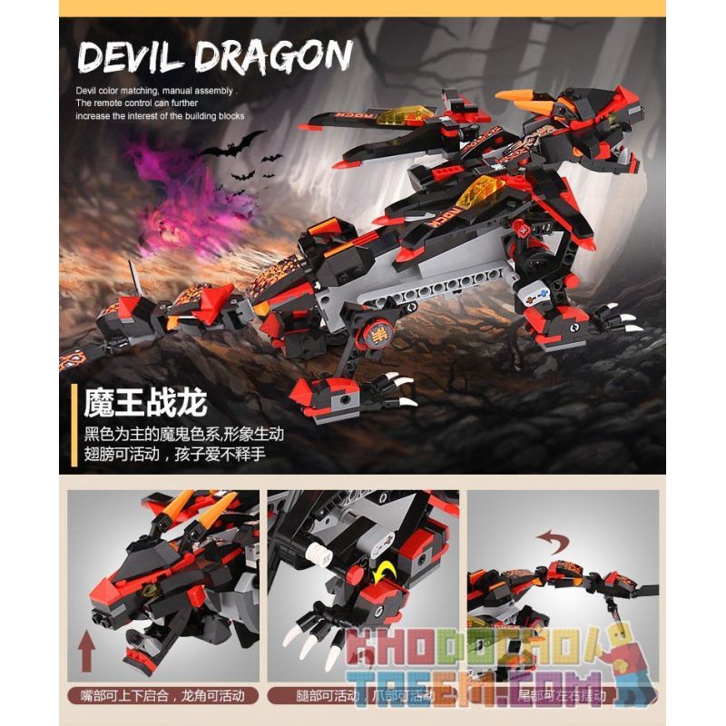 MouldKing 13021 Mould King 13021 non  QUỶ VƯƠNG CHIẾN LONG bộ đồ chơi xếp lắp ráp ghép mô hình The  Ninjago Movie DRAGON GONGFU KING DEVIL Ninja Lốc Xoáy 410 khối
