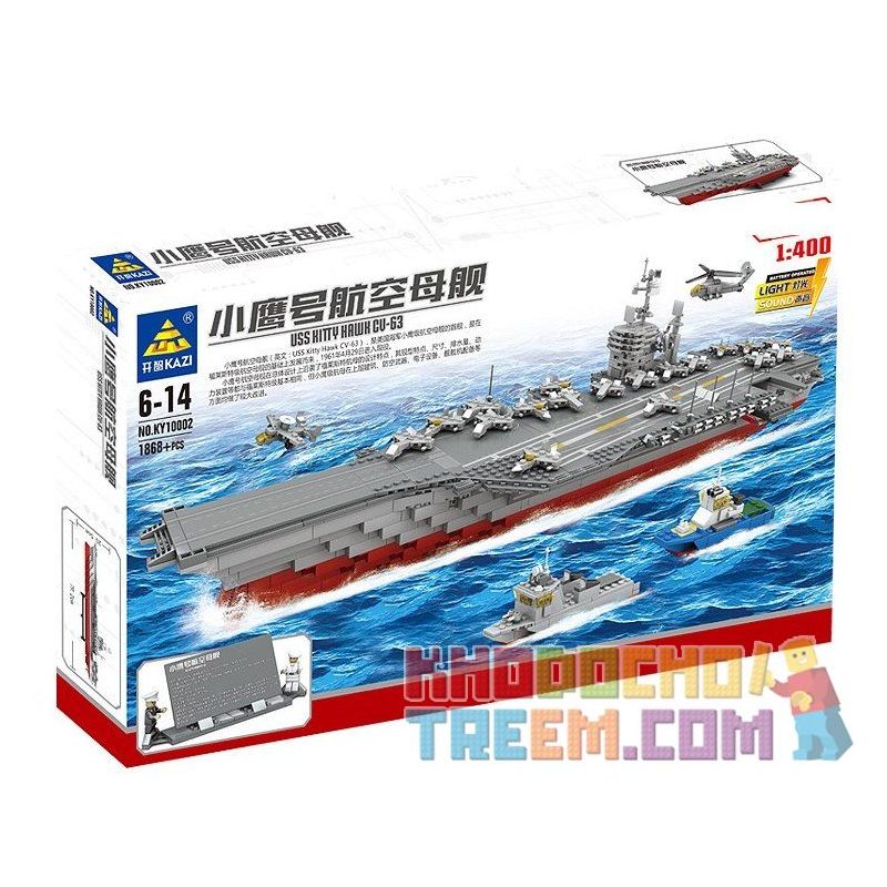 Kazi KY10002 10002 Xếp hình kiểu Lego MILITARY ARMY USS Kitty Hawk CV-63 Xiaoyu Number Aircraft Carrier 1 400 Tàu Sân Bay Kitty 