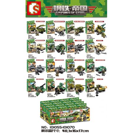 SEMBO 101055 101056 101057 101058 101059 101060 101061 101062 101063 101064 101065 101066 101067 101068 101069 101070 non  THIẾT BỊ QUÂN SỰ 16 MẪU bộ đồ chơi xếp lắp ráp ghép mô hình Empires Of Steel Đế Chế Thép 759 khối