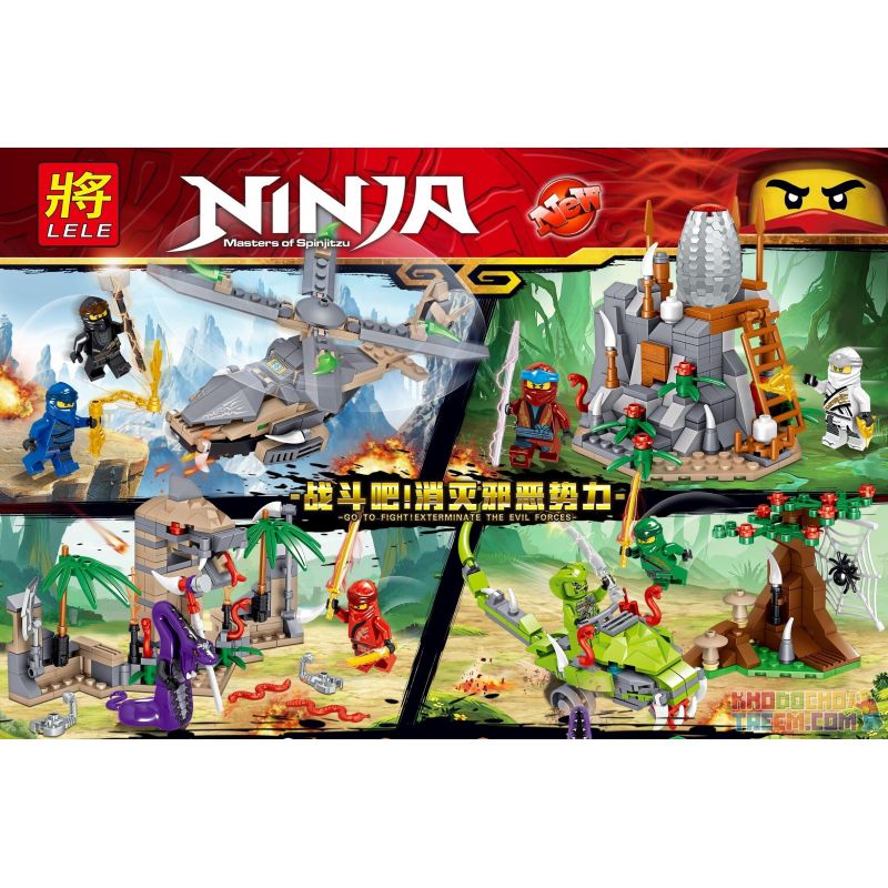 LELE 31178 31178-1 31178-2 31178-3 31178-4 Xếp hình kiểu THE LEGO NINJAGO MOVIE Phantom Ninja Brave The Red Snake Tribe đại Chiến Ninja gồm 4 hộp nhỏ 713 khối