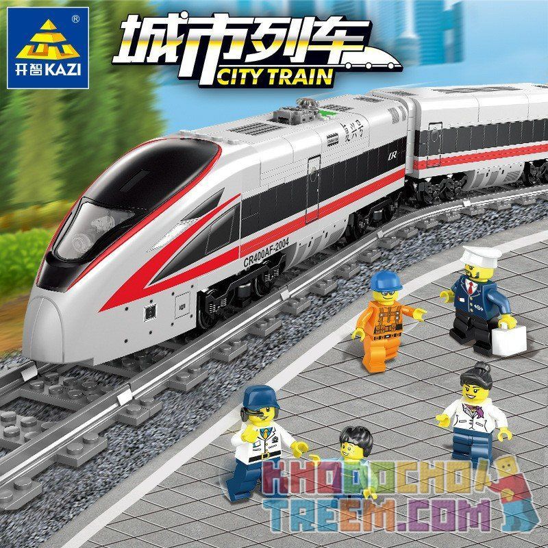 Kazi KY98228 98228 KY98229 98229 non  TÀU CAO TỐC ĐỘNG CƠ PIN CÓ RAY bộ đồ chơi xếp lắp ráp ghép mô hình Trains CITY TRAIN Tàu Hỏa 647 khối