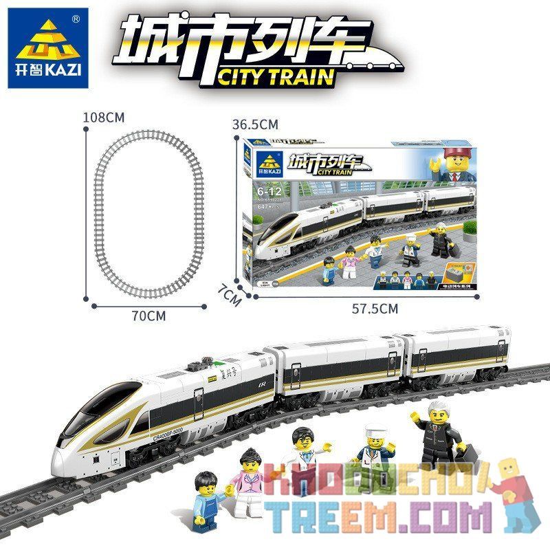 Kazi KY98228 98228 KY98229 98229 non  TÀU CAO TỐC ĐỘNG CƠ PIN CÓ RAY bộ đồ chơi xếp lắp ráp ghép mô hình Trains CITY TRAIN Tàu Hỏa 647 khối
