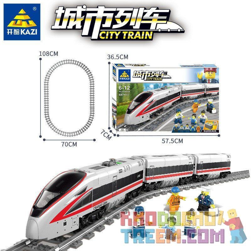 Kazi KY98228 98228 KY98229 98229 non  TÀU CAO TỐC ĐỘNG CƠ PIN CÓ RAY bộ đồ chơi xếp lắp ráp ghép mô hình Trains CITY TRAIN Tàu Hỏa 647 khối