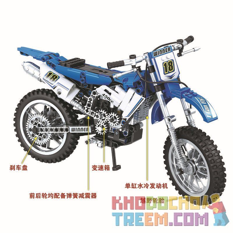 Winner 7045 non  MÔ TÔ ĐỊA HÌNH TỈ LỆ 1:6 tỷ lệ 1:6 bộ đồ chơi xếp lắp ráp ghép mô hình  THE OFF-ROAD MOTORBIKE Kỹ Thuật Công Nghệ Cao Mô Hình Phương Tiện 474 khối