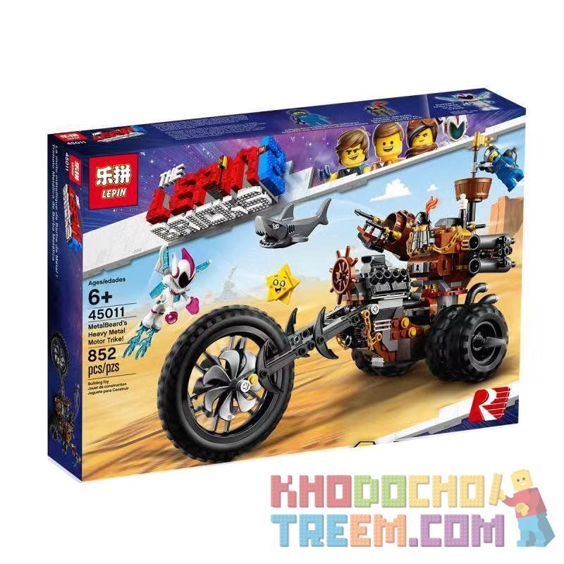 NOT The Lego Movie 2 The Second Part 70834 Metalbeard's Heavy Metal Motor Trike The Lego Movie 2 Bearded Gangs Heavy Metal Three-Wheeled Motorcycle , LARI 11247 LEPIN 45011 Xếp hình Xe Mô Tô Hạng Nặng 461 khối