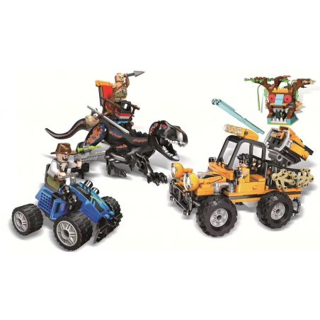 Winner 8051 non  CHIẾN ĐẤU VỚI KHỦNG LONG bộ đồ chơi xếp lắp ráp ghép mô hình Jurassic World DINOSAUR CAPTURE JEEP Thế Giới Khủng Long 440 khối