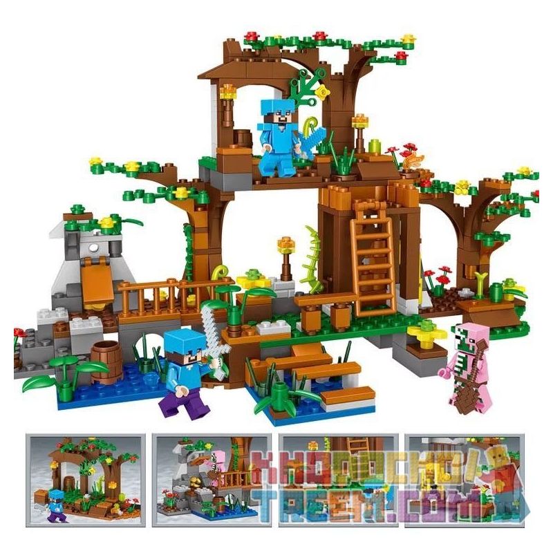 LELE 33135 33135A 33135B 33135C 33135D Xếp hình kiểu Lego MINECRAFT My  World Book House Small