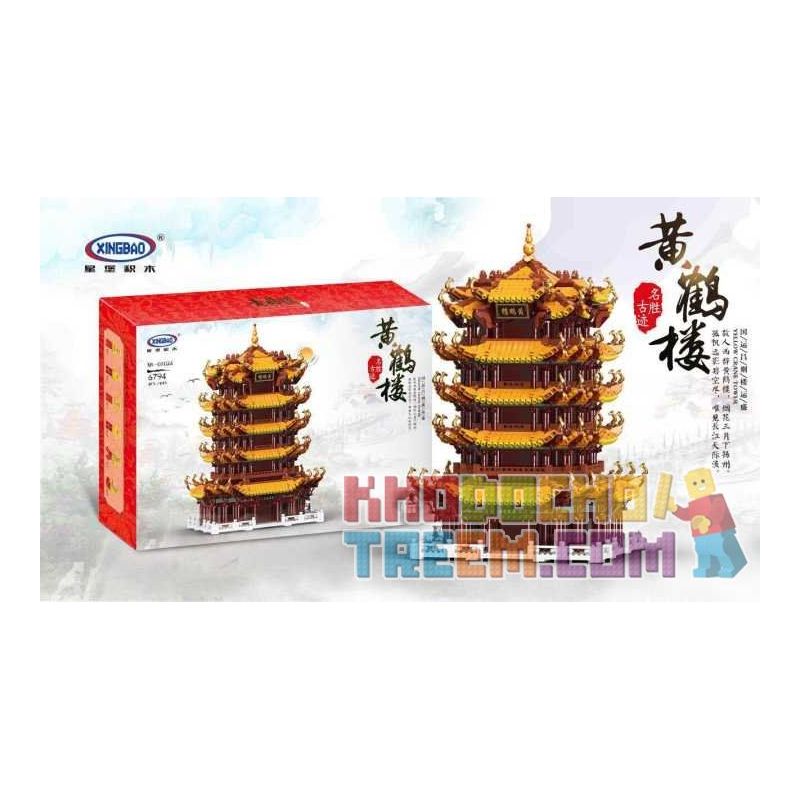 XINGBAO XB-01024 01024 XB01024 Xếp hình kiểu Lego MODULAR BUILDINGS Raceful Monument Yellow Crane Tower Chùa Tháp Trung Quốc 679