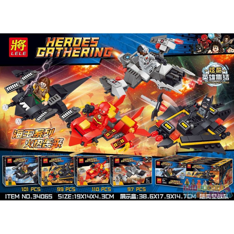 LELE 34065 Xếp hình kiểu Lego SUPER HEROES Heroes Gathering Haiwang Fighter 4 Models Phi Thuyền Siêu Anh Hùng 407 khối