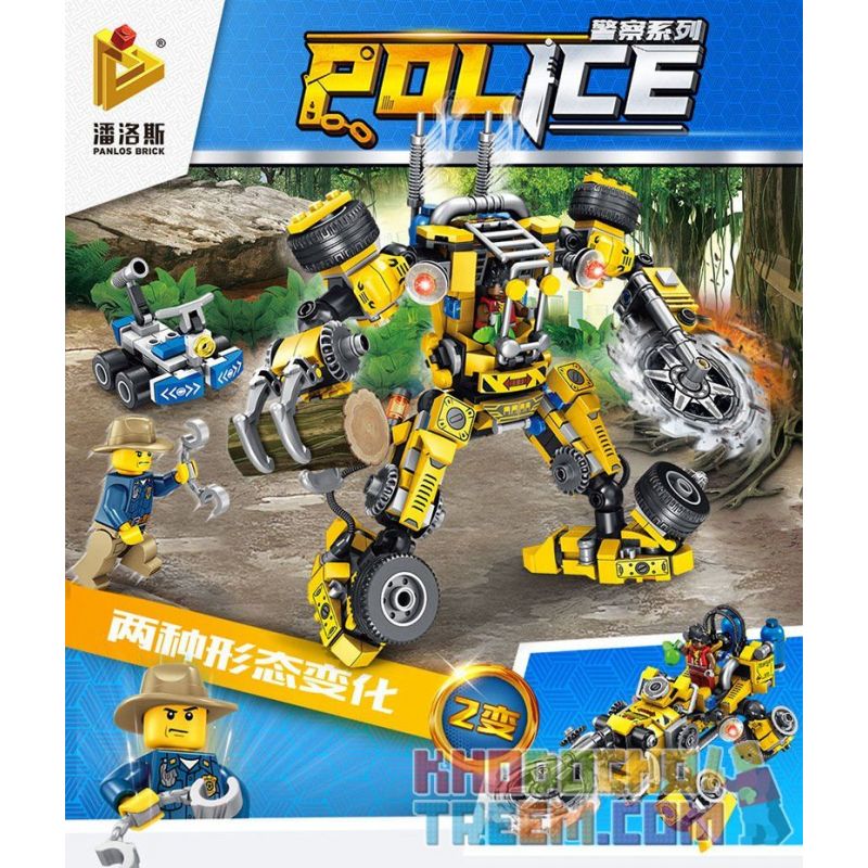 PanlosBrick 681004A Panlos Brick 681004A Xếp hình kiểu Lego Police Jungle Logging Machine Máy đăng Nhập Rừng 404 khối
