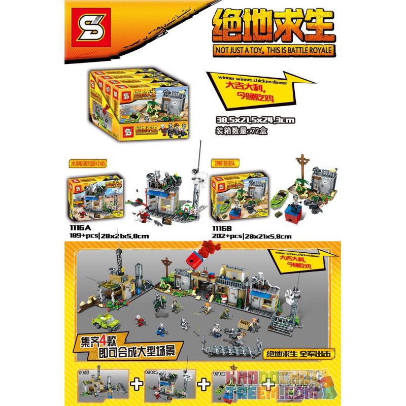 SHENG YUAN SY 1116A 1116B non Lego TRUNG TÂM THÔNG TIN BỘ THỦY LỢI BẾN LÀNG CHÀI bộ đồ chơi xếp lắp ráp ghép mô hình Pubg Battlegrounds Bắn Súng 401 khối