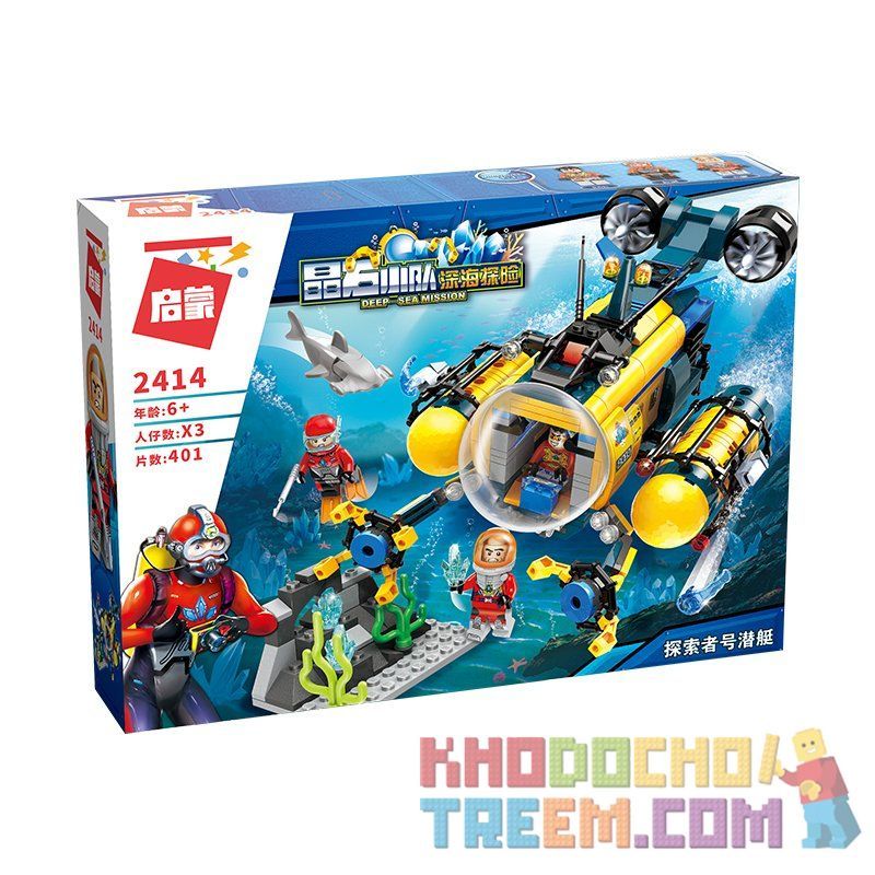 Enlighten 2414 Qman 2414 Xếp hình kiểu Lego Kyanite Squad Spar Team Explorer Submarine Tàu Ngầm Explorer 401 khối