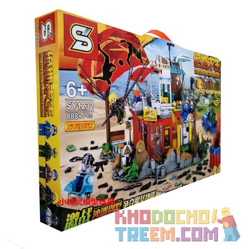 SHENG YUAN SY SY1232 1232 Xếp hình kiểu Lego PUBG BATTLEGROUNDS Jedi Survival Guild Wars Beach Villa Trò Chơi Sinh Tồn 888 khối