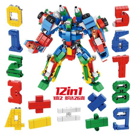 PanlosBrick 633021 Panlos Brick 633021 non  CHỮ SỐ GHÉP LẠI THÀNH ROBOT KHỔNG LỒ bộ đồ chơi xếp lắp ráp ghép mô hình Transformers DIGITAL ROBOT Robot Đại Chiến Người Máy Biến Hình 570 khối