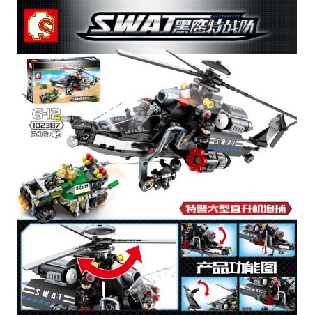 SEMBO 102387 non  TRỰC THĂNG CHIẾN ĐẤU bộ đồ chơi xếp lắp ráp ghép mô hình Swat Special Force Đặc Nhiệm 502 khối