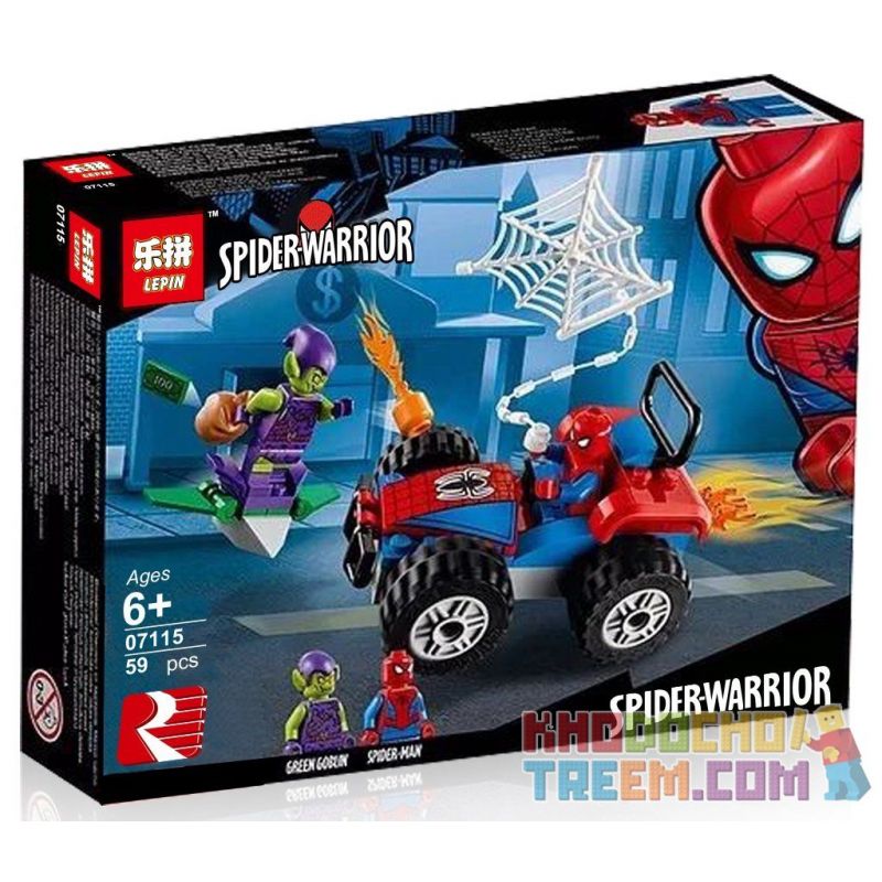 NOT Lego SPIDER-MAN CAR CHASE 76133 Bela Lari 11184 LEPIN 07115 xếp lắp ráp ghép mô hình NGƯỜI NHỆN TRUY BẮT TRÊN Ô TÔ CUỘC RƯỢT ĐUỔI XE CỦA Marvel Super Heroes Siêu Anh Hùng Marvel 52 khối