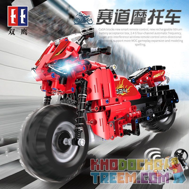 DOUBLEE CADA C51024 51024 non  XE MÔ TÔ ĐUA ĐỎ bộ đồ chơi xếp lắp ráp ghép mô hình  DETECH Kỹ Thuật Công Nghệ Cao Mô Hình Phương Tiện 484 khối