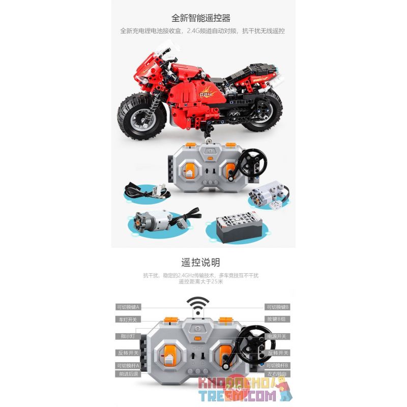 DOUBLEE CADA C51024 51024 non  XE MÔ TÔ ĐUA ĐỎ bộ đồ chơi xếp lắp ráp ghép mô hình  DETECH Kỹ Thuật Công Nghệ Cao Mô Hình Phương Tiện 484 khối