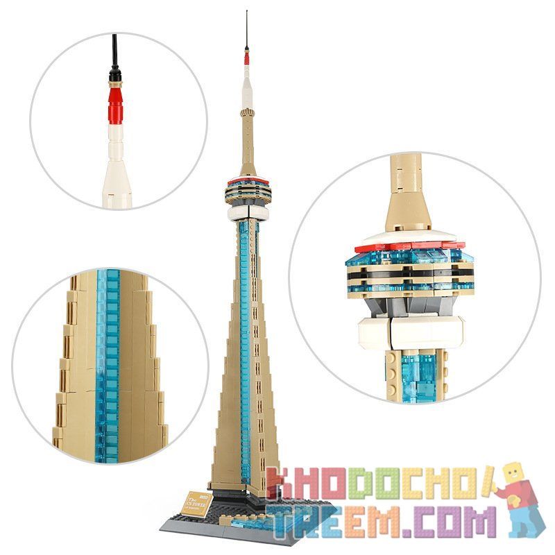 WANGE 4215 non  THÁP TRUYỀN HÌNH TORONTO CANADA bộ đồ chơi xếp lắp ráp ghép mô hình Architecture THE CN TOWER Công Trình Kiến Trúc 400 khối