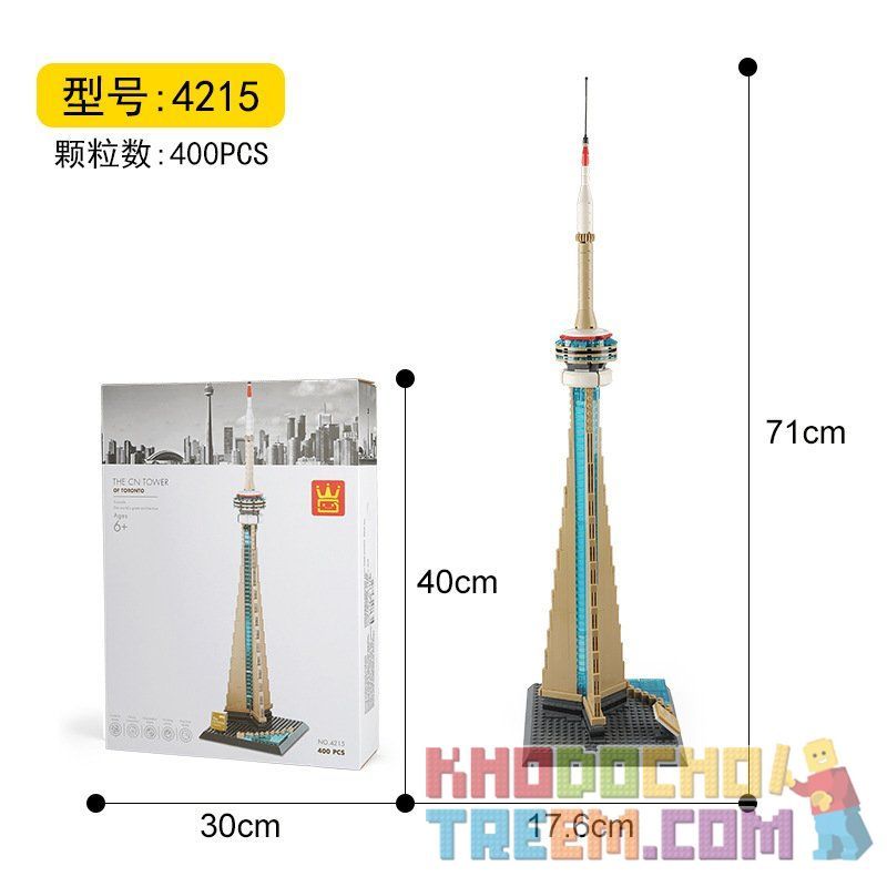 WANGE 4215 non  THÁP TRUYỀN HÌNH TORONTO CANADA bộ đồ chơi xếp lắp ráp ghép mô hình Architecture THE CN TOWER Công Trình Kiến Trúc 400 khối