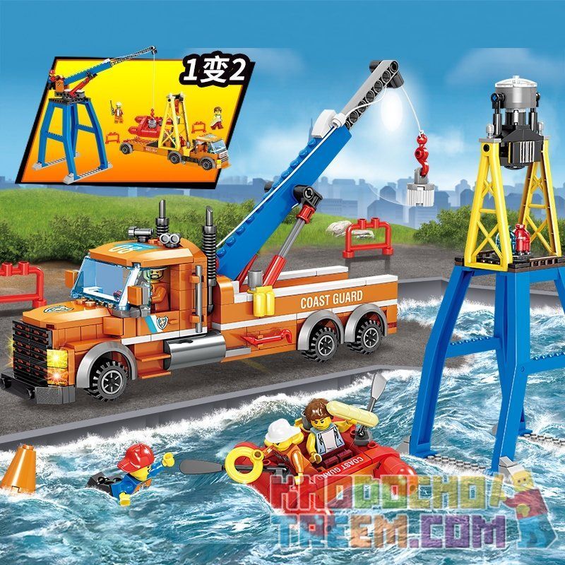 Kazi KY80523 80523 non Lego XE ĐẦU KÉO CỨU HỘ THỦY LỰC 1 ĐẾN 2 bộ đồ chơi xếp lắp ráp ghép mô hình Fire Rescure FIRE RESCUE Cứu Hỏa 405 khối