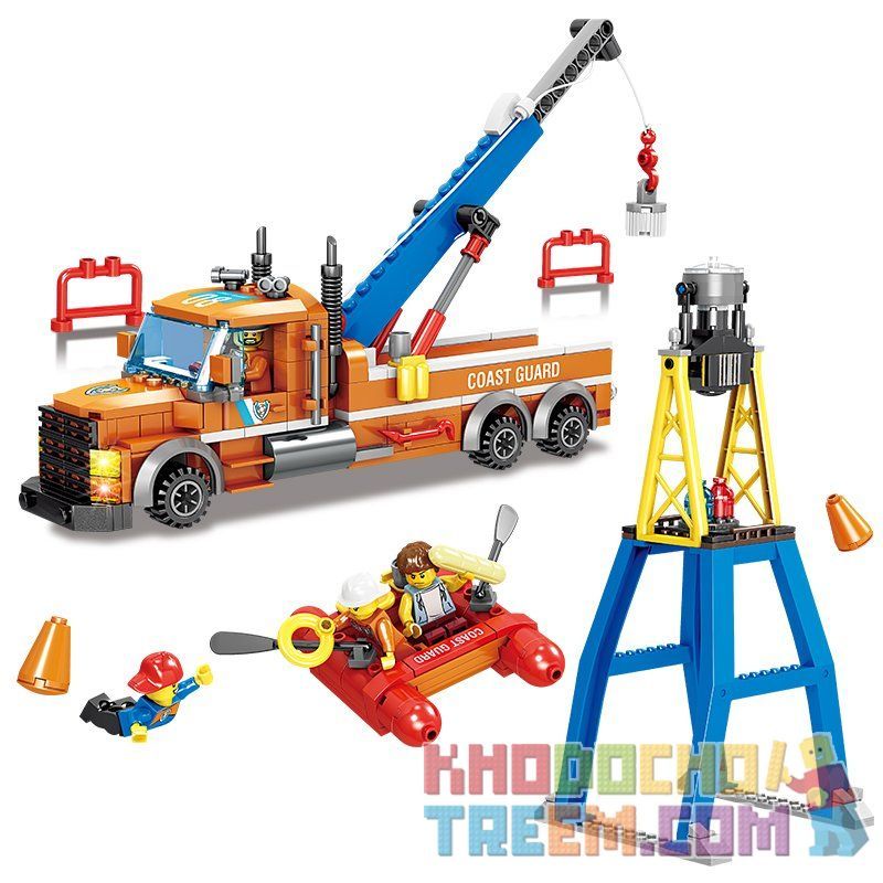 Kazi KY80523 80523 non  XE ĐẦU KÉO CỨU HỘ THỦY LỰC 1 ĐẾN 2 bộ đồ chơi xếp lắp ráp ghép mô hình Fire Rescure FIRE RESCUE Cứu Hỏa 405 khối