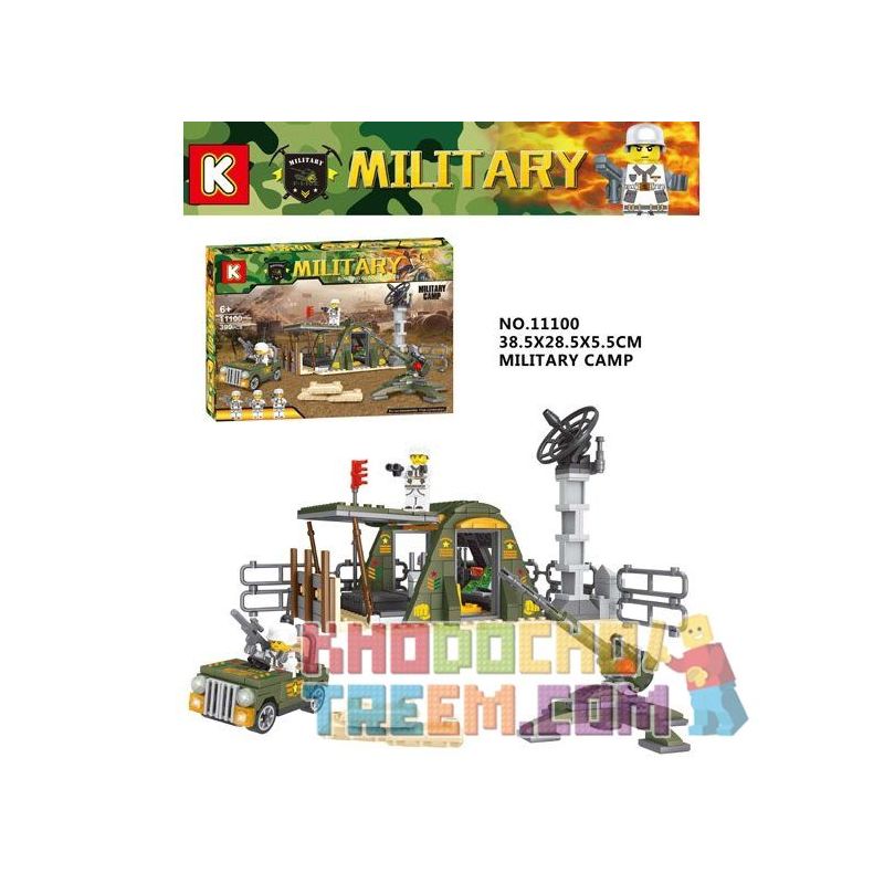 LE DI PIN 11100 Xếp hình kiểu Lego MILITARY ARMY Military Camp Trại Quân Sự 399 khối
