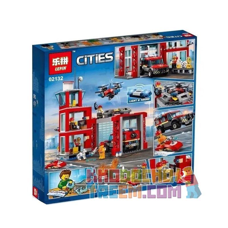 BLANK 11300 LARI 11215 LELE 28049 LEPIN 02132 Xếp hình kiểu Lego CITY Fire City Fire Station Trạm Cứu Hỏa 509 khối