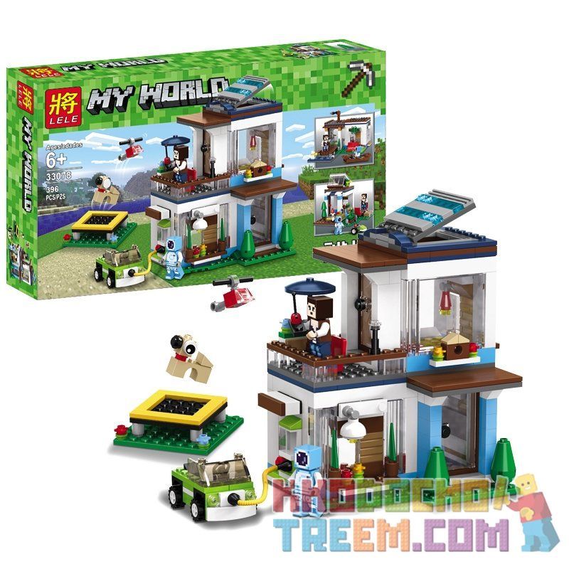 LELE 33078 Xếp hình kiểu Lego MINECRAFT MY WORLD Modern Single-family 3in1 Ngôi Nhà Hiện đại 3 Trong 1 396 khối