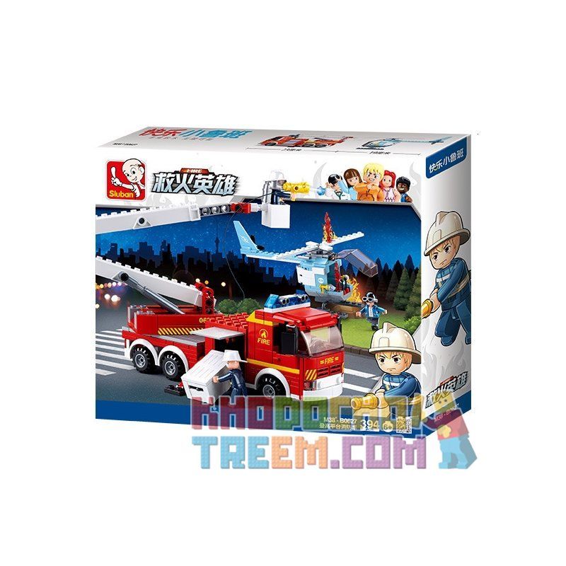 SLUBAN M38-B0627 B0627 0627 M38B0627 38-B0627 non  XE THANG CỨU HỎA bộ đồ chơi xếp lắp ráp ghép mô hình Fire Rescure TOWER LADDER FIRE TRUCK 394 khối