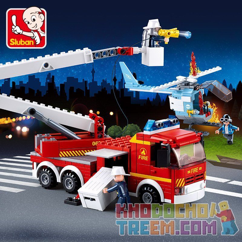 SLUBAN M38-B0627 B0627 0627 M38B0627 38-B0627 non  XE THANG CỨU HỎA bộ đồ chơi xếp lắp ráp ghép mô hình Fire Rescure TOWER LADDER FIRE TRUCK 394 khối