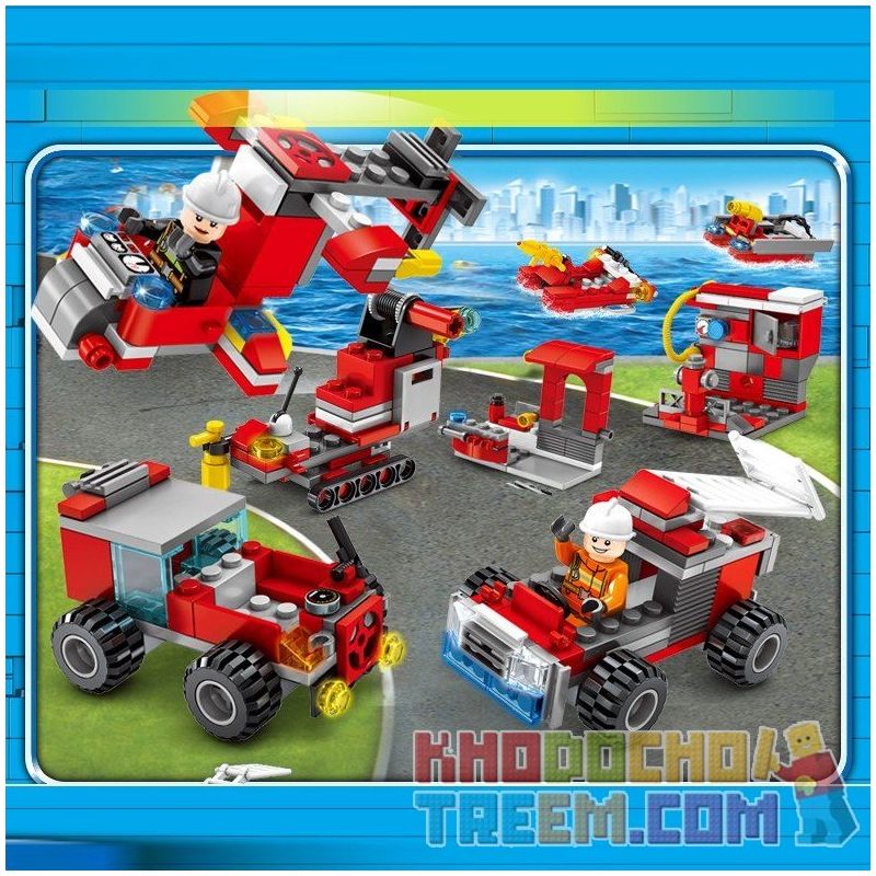 SEMBO 603034 non  ĐỘI XE CỨU HỎA LẮP ĐƯỢC 27 MẪU bộ đồ chơi xếp lắp ráp ghép mô hình Fire Rescure FIRE FRONTLINE 394 khối