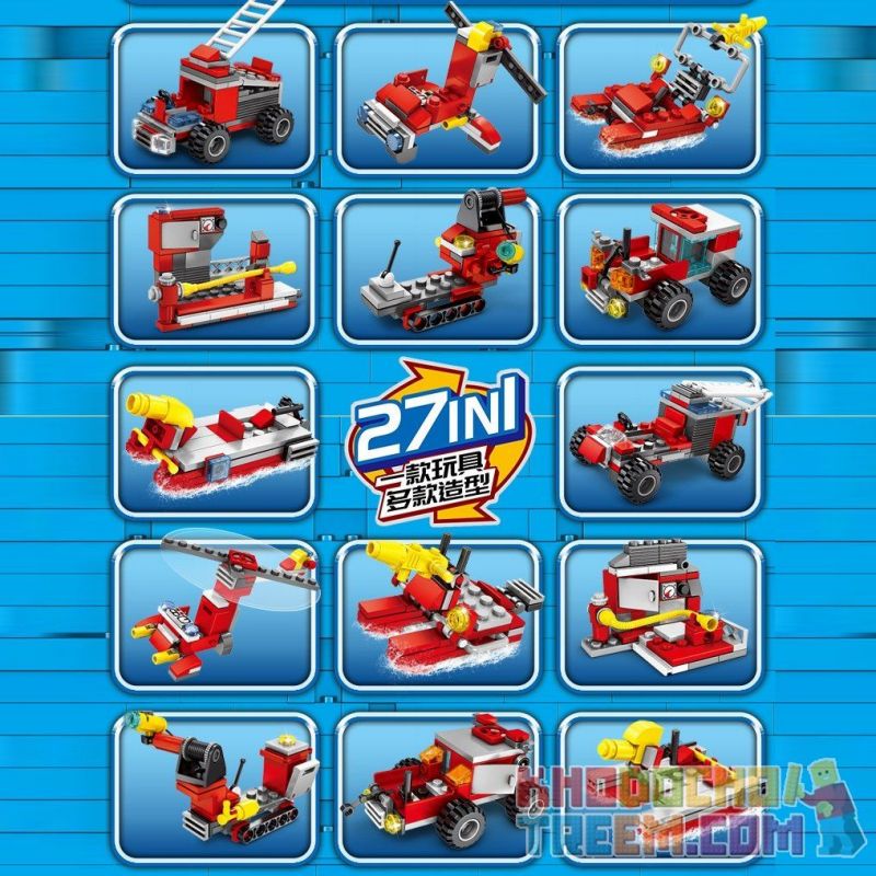 SEMBO 603034 non  ĐỘI XE CỨU HỎA LẮP ĐƯỢC 27 MẪU bộ đồ chơi xếp lắp ráp ghép mô hình Fire Rescure FIRE FRONTLINE 394 khối