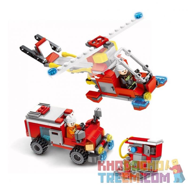 SEMBO 603034 non  ĐỘI XE CỨU HỎA LẮP ĐƯỢC 27 MẪU bộ đồ chơi xếp lắp ráp ghép mô hình Fire Rescure FIRE FRONTLINE 394 khối
