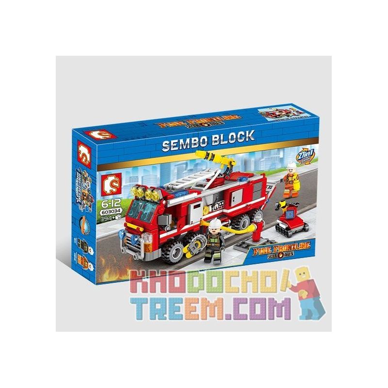 SEMBO 603034 non  ĐỘI XE CỨU HỎA LẮP ĐƯỢC 27 MẪU bộ đồ chơi xếp lắp ráp ghép mô hình Fire Rescure FIRE FRONTLINE 394 khối